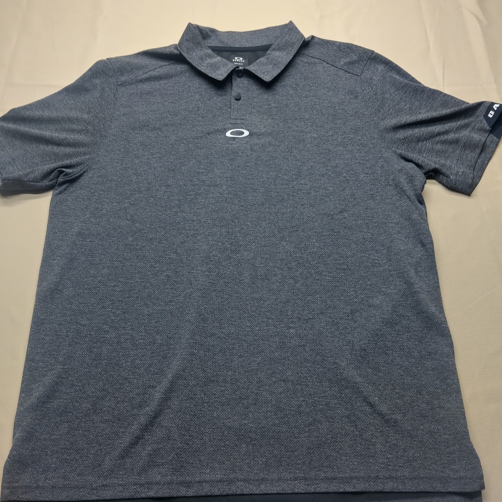 Oakley Mens 2XL Regular Fit Gray Heathered Short Sleeve Polo Shirt Ellipse Logo